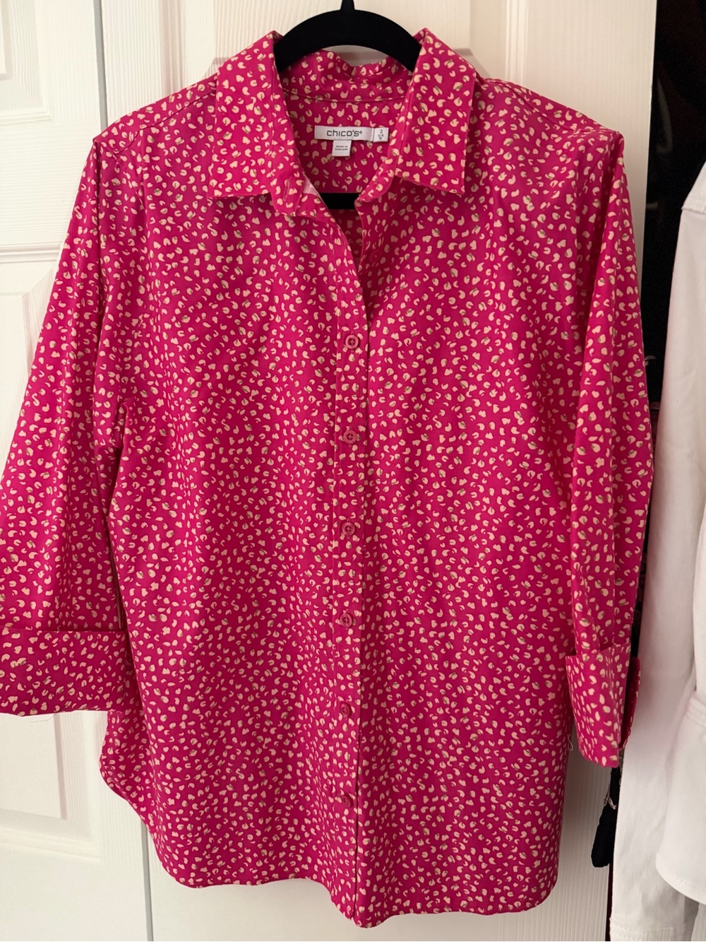 Chico's Hot Pink Printed Button-Down Shirt